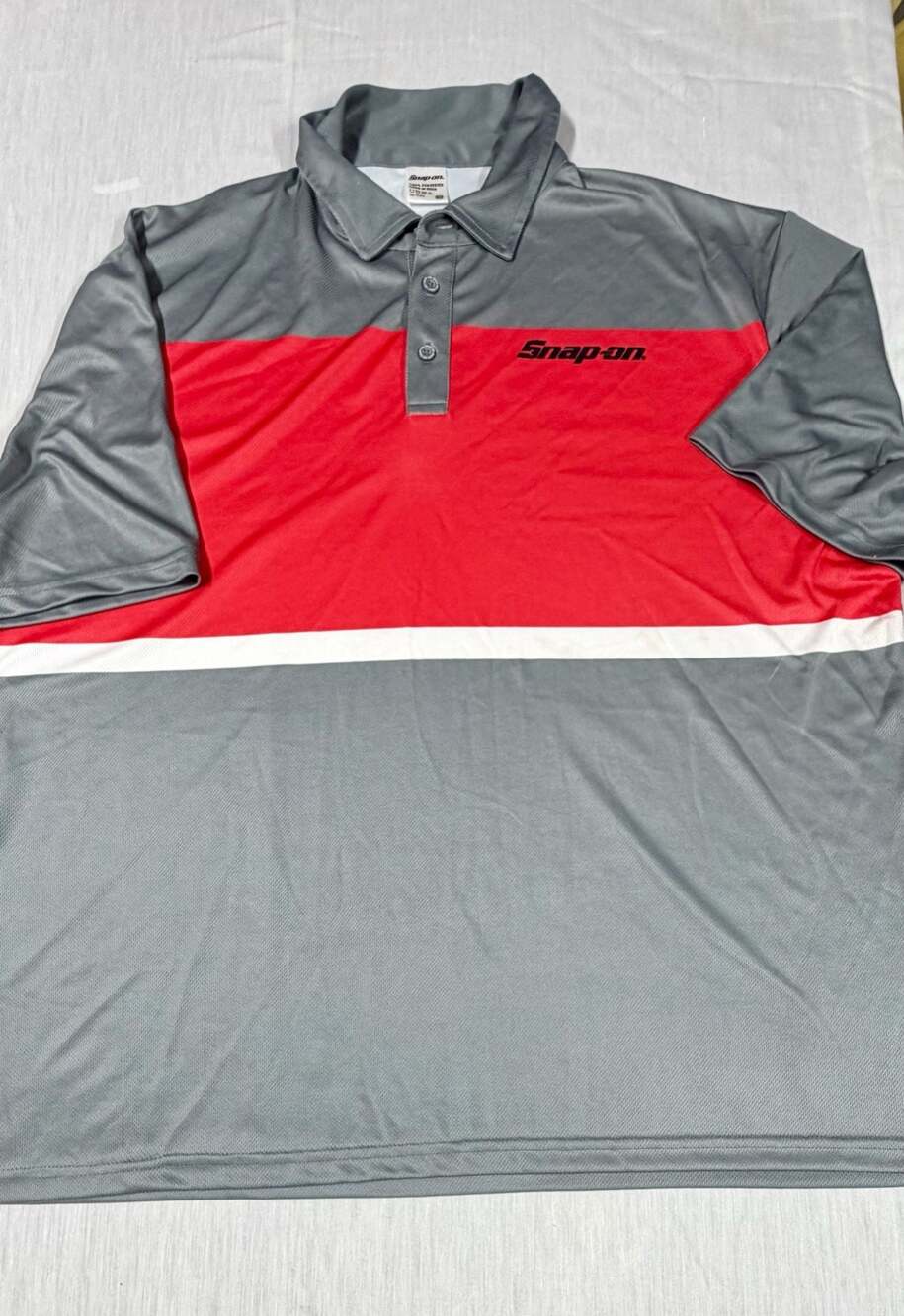 Snap-on Men's Performance Polo Shirt Colorblock Gray and Red Size 3X
